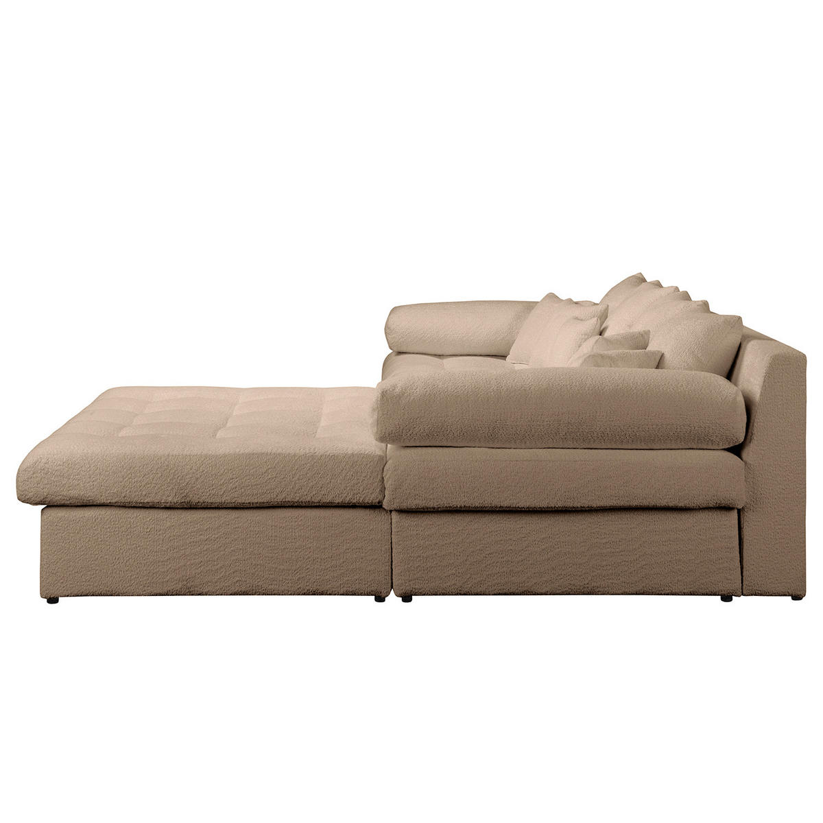 ECKSOFA Naomi in Chenille Hellbraun Rückenkissen  284/243 cm  - Hellbraun/Schwarz, Design, Kunststoff/Textil (284/243cm) - P & B