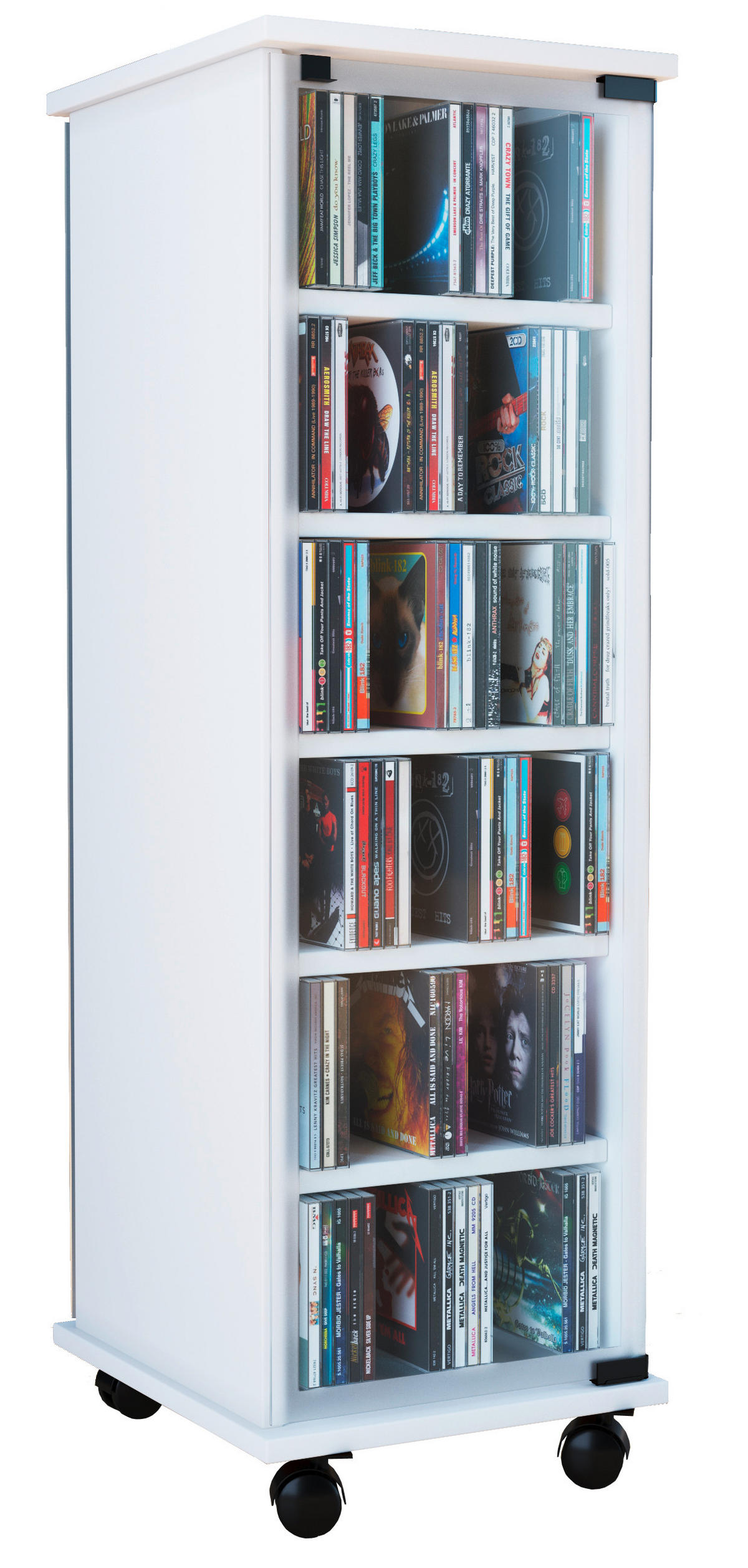 CD-Regal in Weiß - Weiss/Schwarz, Konventionell, Glas/Holzwerkstoff (31/97,5/35cm) - MID.YOU