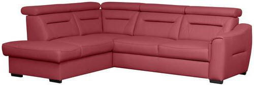 ECKSOFA  in Lederlook Echtleder Rot  - Wengefarben/Rot, Design, Leder/Holz (212/260cm) - Celina Home