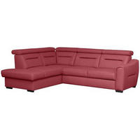 ECKSOFA  in Lederlook Echtleder Rot  - Wengefarben/Rot, Design, Leder/Holz (212/260cm) - Celina Home