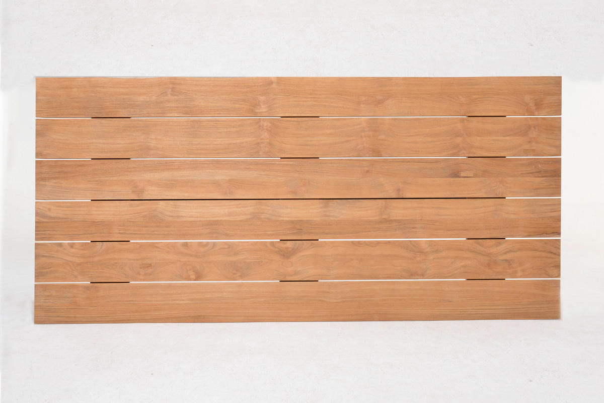 GARTENTISCH Metall Dunkelgrau, Teakfarben rechteckig  - Dunkelgrau/Teakfarben, Design, Holz/Metall (216/99/75cm) - Amatio