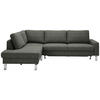 ECKSOFA in Flachgewebe Grau  - Chromfarben/Grau, Design, Textil/Metall (200/276cm) - Hom`in
