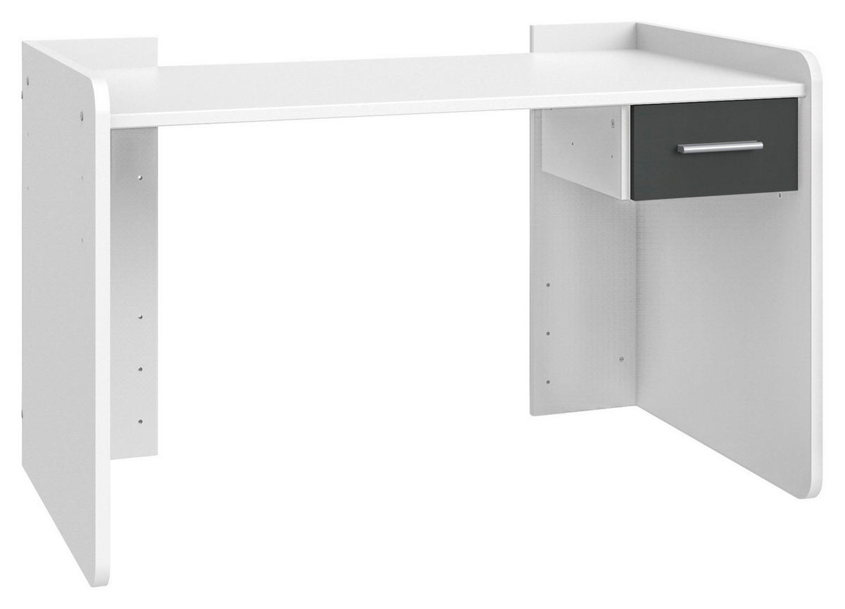 SCHREIBTISCH 124/70/77 cm  in Graphitfarben, Weiß  - Alufarben/Graphitfarben, KONVENTIONELL, Holzwerkstoff/Kunststoff (124/70/77cm) - Boxxx