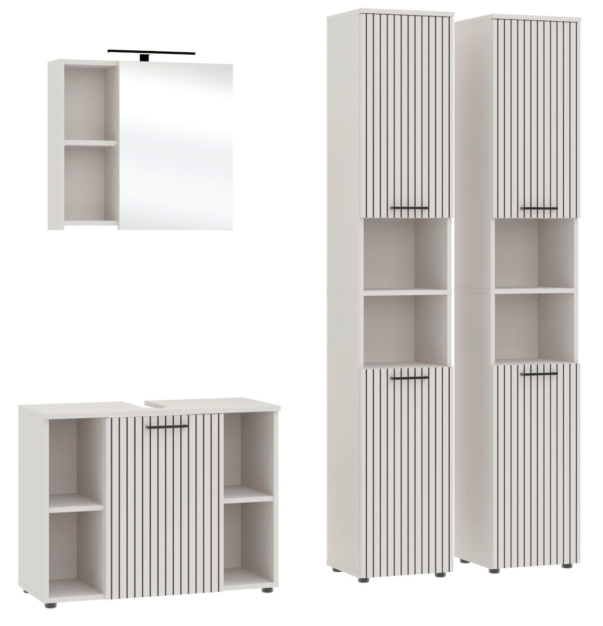 Baie 4 piese, 180 cm - cașmir/negru, Trend, sticlă/metal (180cm) - Respekta