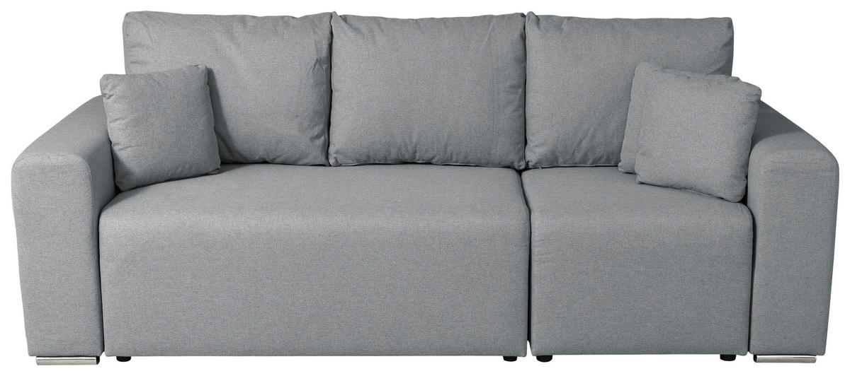 ECKSOFA in Struktur Grau  240/153 cm  - Chromfarben/Schwarz, Basics, Kunststoff/Textil (240/153cm) - P & B