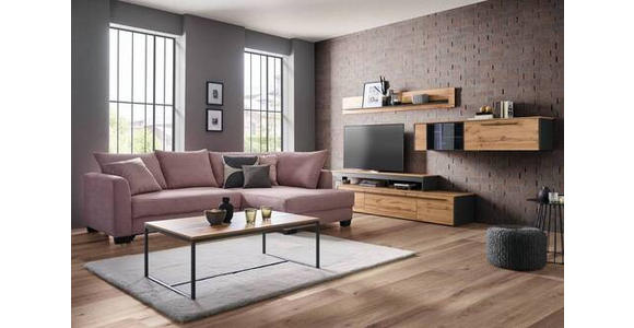 ECKSOFA Rosa Cord  - Schwarz/Rosa, KONVENTIONELL, Holz/Textil (267/181cm) - Carryhome