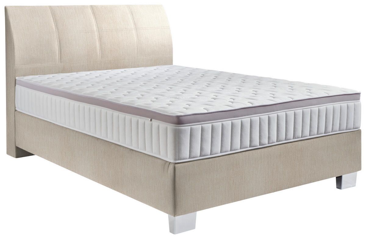 BOXSPRINGBETT 140/200 cm  in Taupe  - Taupe/Chromfarben, KONVENTIONELL, Kunststoff/Textil (140/200cm) - Hom`in