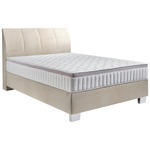 BOXSPRINGBETT 140/200 cm  in Taupe  - Taupe/Chromfarben, KONVENTIONELL, Kunststoff/Textil (140/200cm) - Hom`in