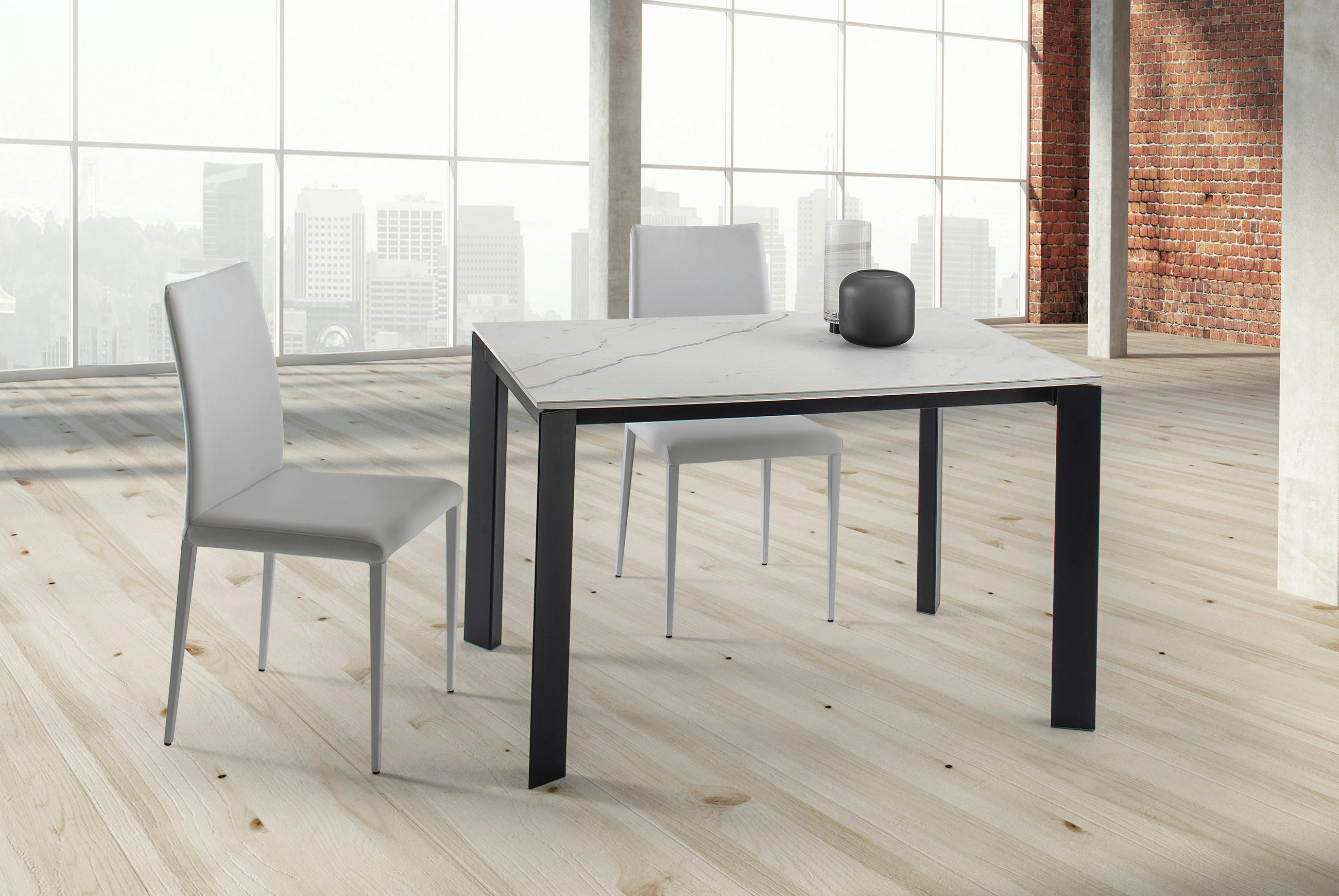 ESSTISCH Schwarz, Weiß rechteckig  ausziehbar, in verschiedenen Größen erhältlich  - Schwarz/Weiß, Design, Keramik/Metall (120-180/80/75cm) - home24