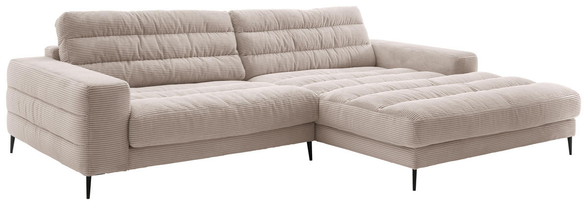 ECKSOFA in Cord Taupe  - Taupe/Schwarz, Design, Textil/Metall (296/207cm) - Dieter Knoll