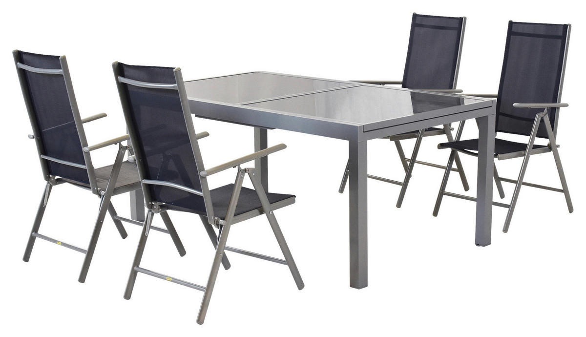 GARTENSET Aluminium  - Blau/Silberfarben, MODERN, Textil/Metall - Gardenson
