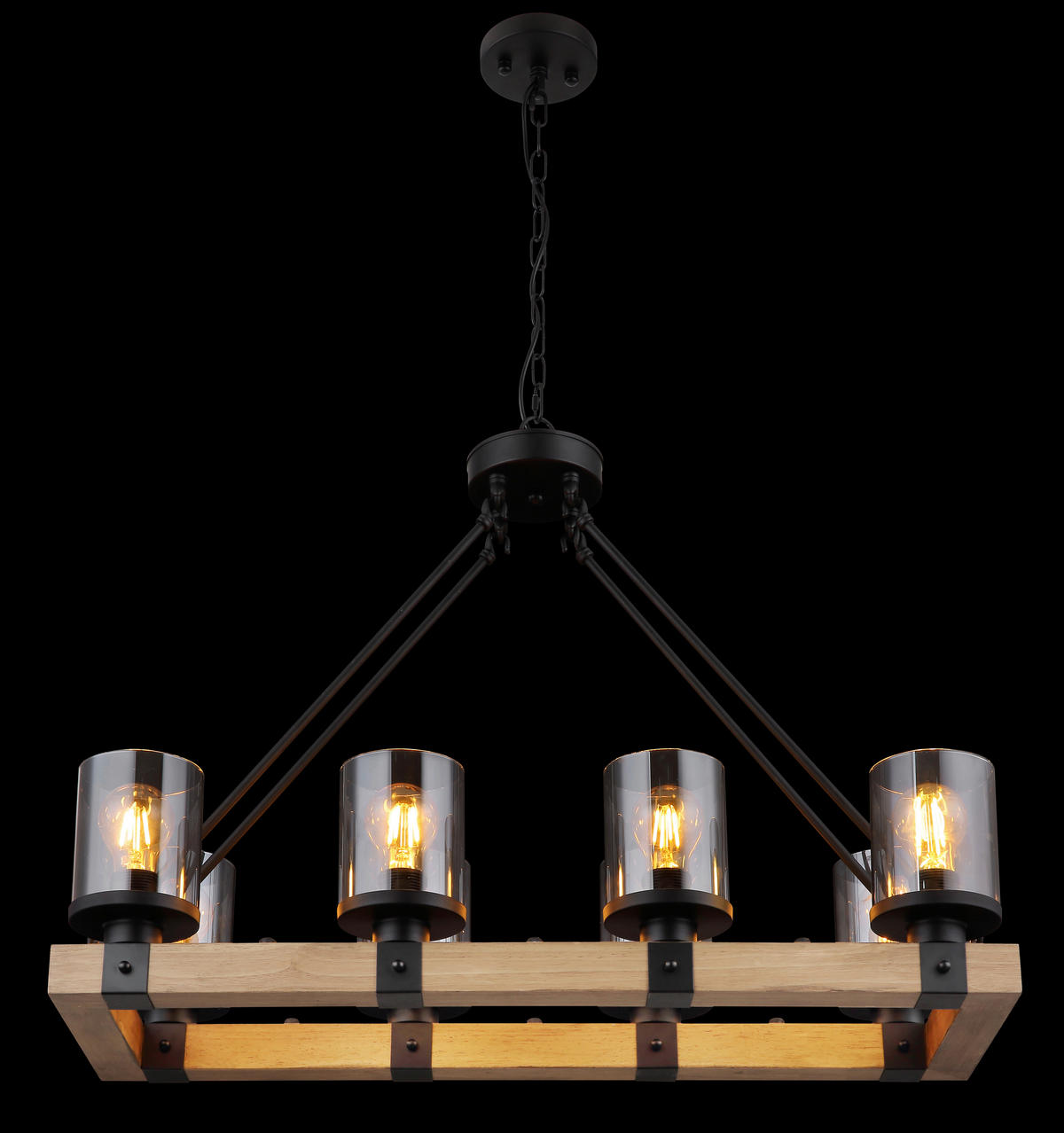 HÄNGELEUCHTE 75/31,5/100 cm  - Dunkelbraun/Schwarz, Natur, Glas/Holz (75/31,5/100cm) - Globo