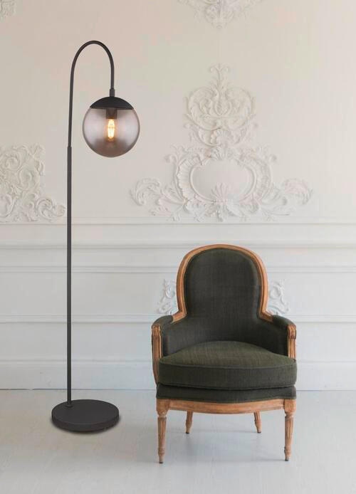 BOGENLEUCHTE 39/25/150 cm - Schwarz, Design, Glas/Metall (39/25/150cm) - Globo