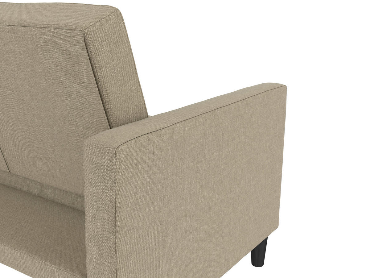 SCHLAFSOFA Webstoff, Leinenoptik Cappuccino  - Schwarz/Cappuccino, Basics, Kunststoff/Textil (207/86/86cm) - Livetastic