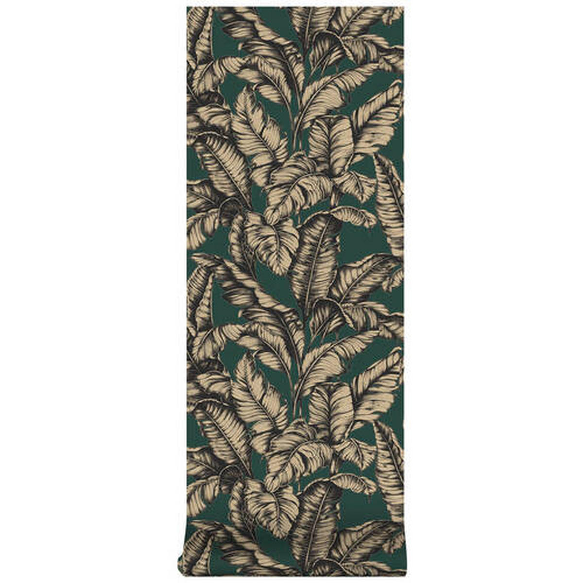 NON WOVEN-TAPET 52/1005 cm  - grön/guldfärgad, Basics, papper/plast (52/1005cm)