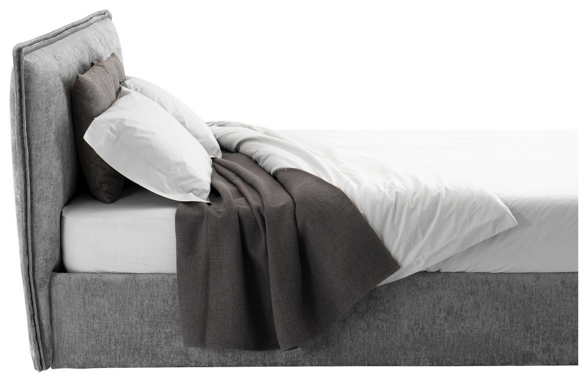 POLSTERBETT 180/200 cm,  in Grau, gepolstertes Kopfteil, Lattenrost, Bettkasten,  - Silberfarben/Schwarz, Design, Holz/Kunststoff (180/200cm) - Milino