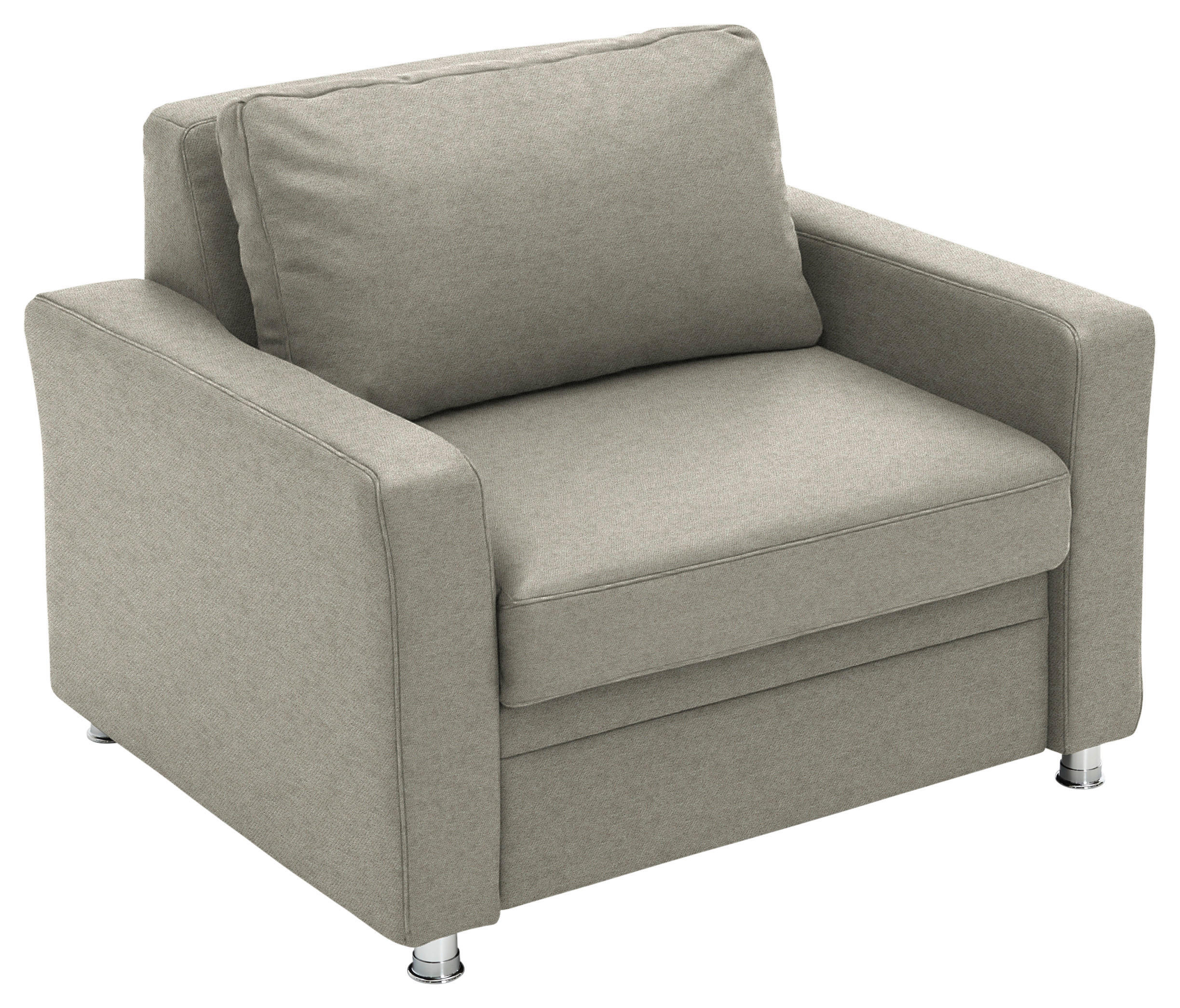 SCHLAFSESSEL Chenille Greige  - Greige/Alufarben, Konventionell, Textil/Metall (106/90/100cm) - Beldomo Style