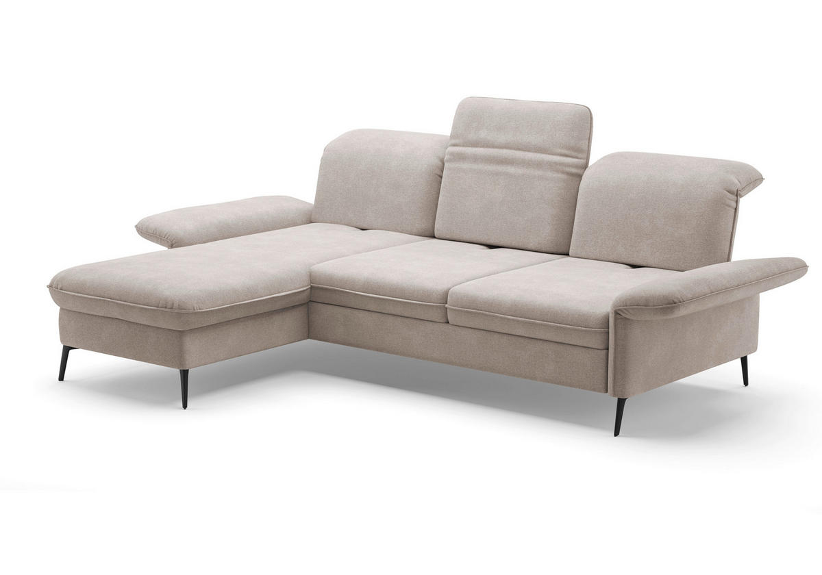 ECKSOFA in Flachgewebe Greige  - Greige/Schwarz, Konventionell, Textil/Metall (198/264cm) - Sit & More