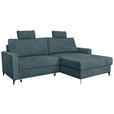 ECKSOFA Blau Struktur  - Blau/Schwarz, KONVENTIONELL, Textil/Metall (230/164cm) - Carryhome