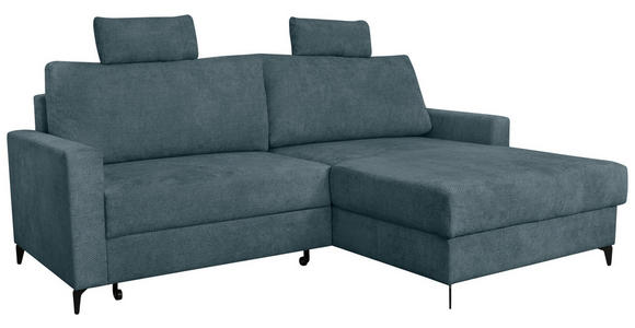 ECKSOFA Blau Struktur  - Blau/Schwarz, KONVENTIONELL, Textil/Metall (230/164cm) - Carryhome