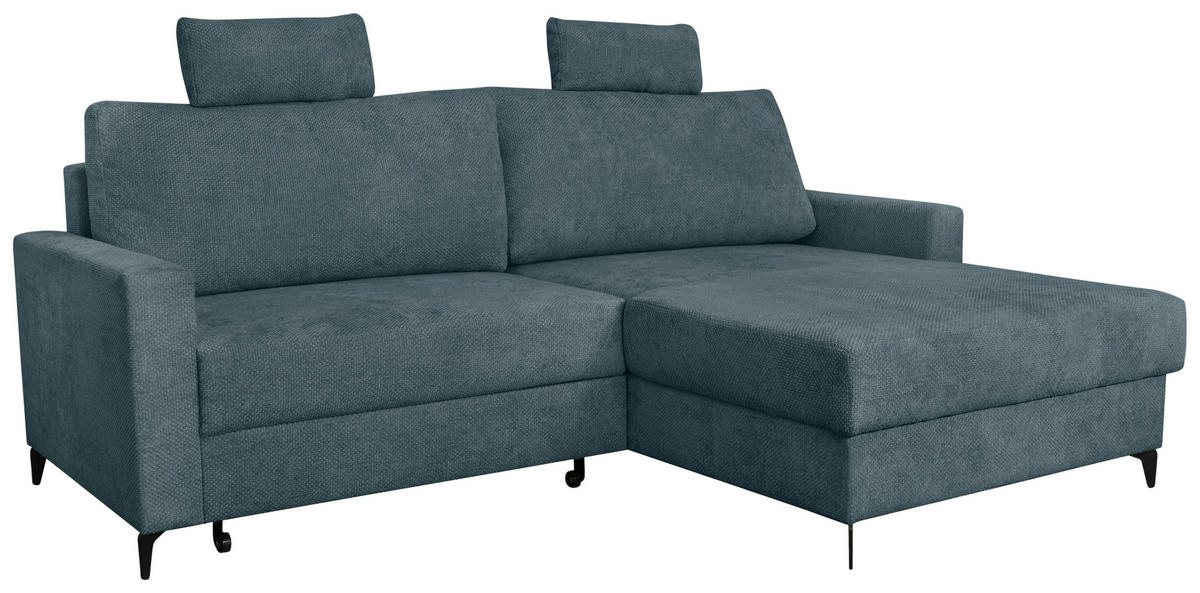 ECKSOFA Blau Struktur  - Blau/Schwarz, KONVENTIONELL, Textil/Metall (230/164cm) - Carryhome