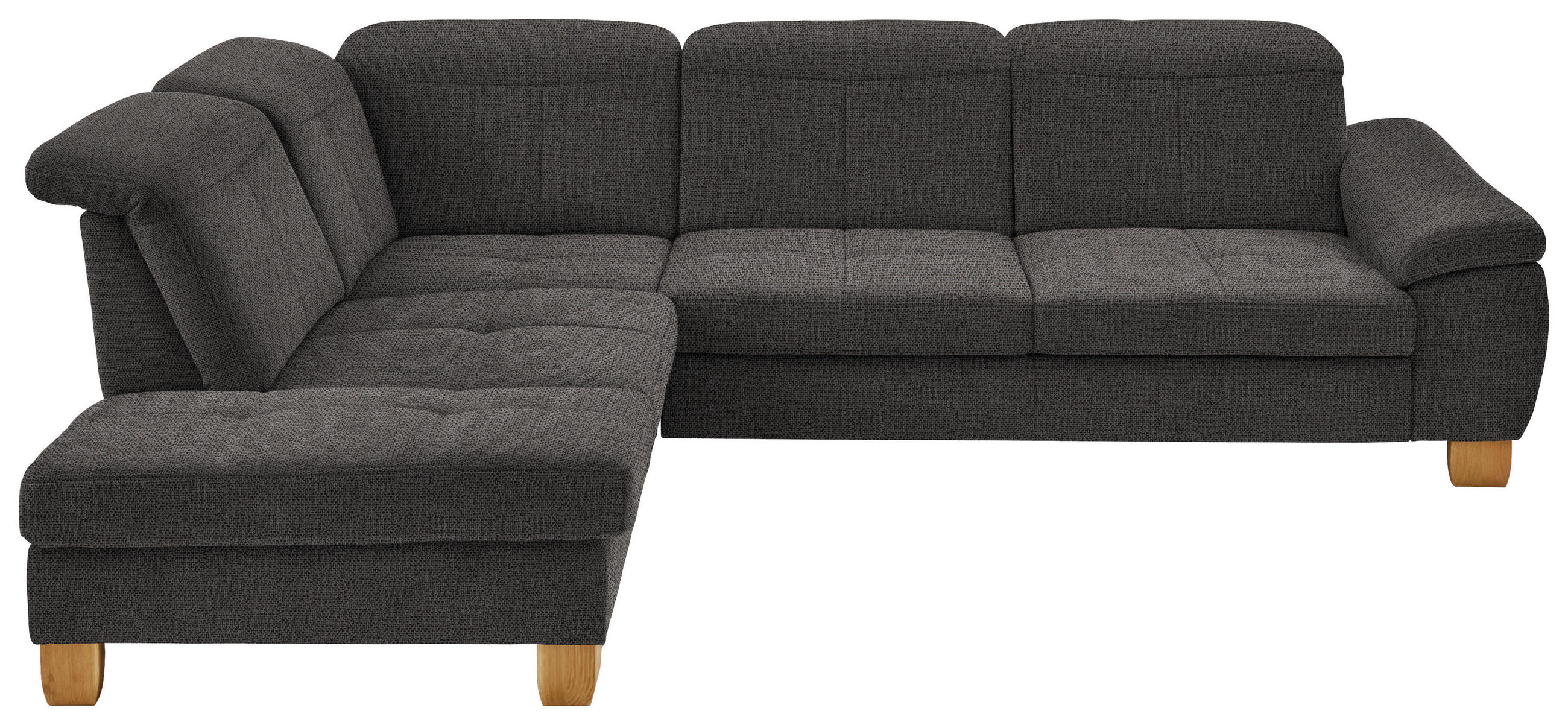 ECKSOFA in Flachgewebe Dunkelbraun  243/301 cm  - Wildeiche/Dunkelbraun, Natur, Holz/Textil (243/301cm) - Voleo