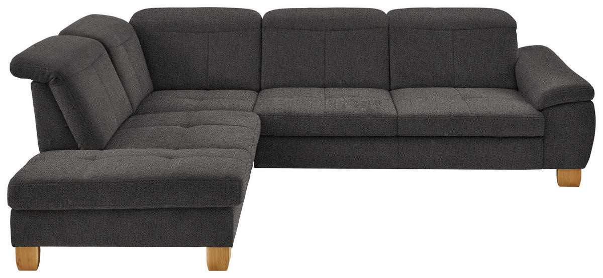 ECKSOFA  in Flachgewebe Dunkelbraun  243/301 cm  - Wildeiche/Dunkelbraun, Natur, Holz/Textil (243/301cm) - Voleo