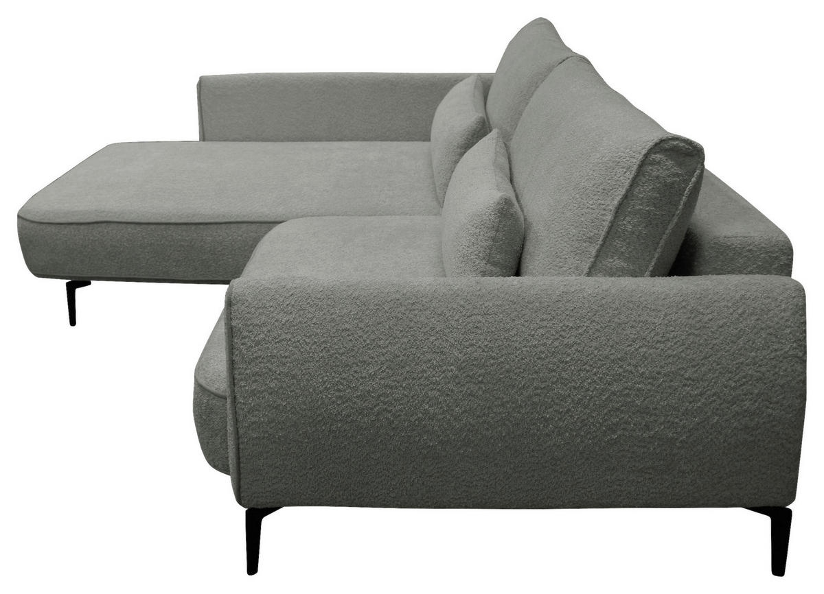 ECKSOFA in Bouclé Grau  - Creme/Schwarz, Design, Textil/Metall (204/273cm) - MID.YOU