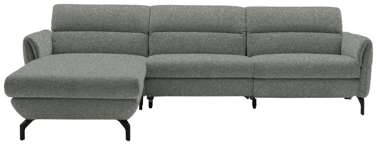 ECKSOFA in Chenille Graublau  187/299 cm  - Graublau/Schwarz, Design, Textil/Metall (187/299cm) - Schöner Wohnen