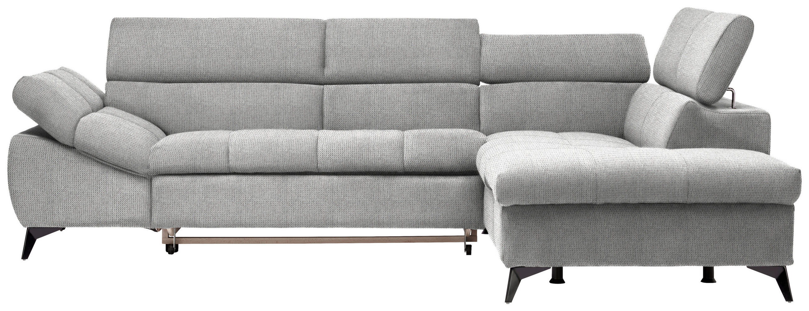 ECKSOFA in Mikrofaser Hellgrau  - Hellgrau/Schwarz, Design, Kunststoff/Textil (279/210cm) - Livetastic