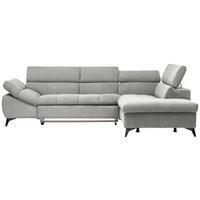 ECKSOFA mit Funkion Hellgrau Mikrofaser  - Hellgrau/Schwarz, Design, Kunststoff/Textil (279/210cm) - Stylife