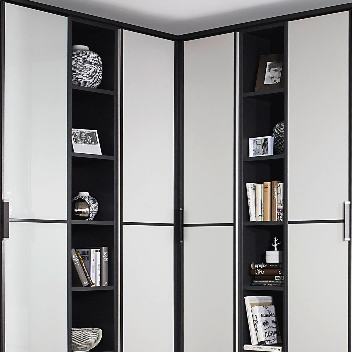 ROHOVÁ ŠATNÍKOVÁ SKRIŇA, sivá, biela,  - sivá/biela, Design, kompozitné drevo (224/314cm) - MID.YOU