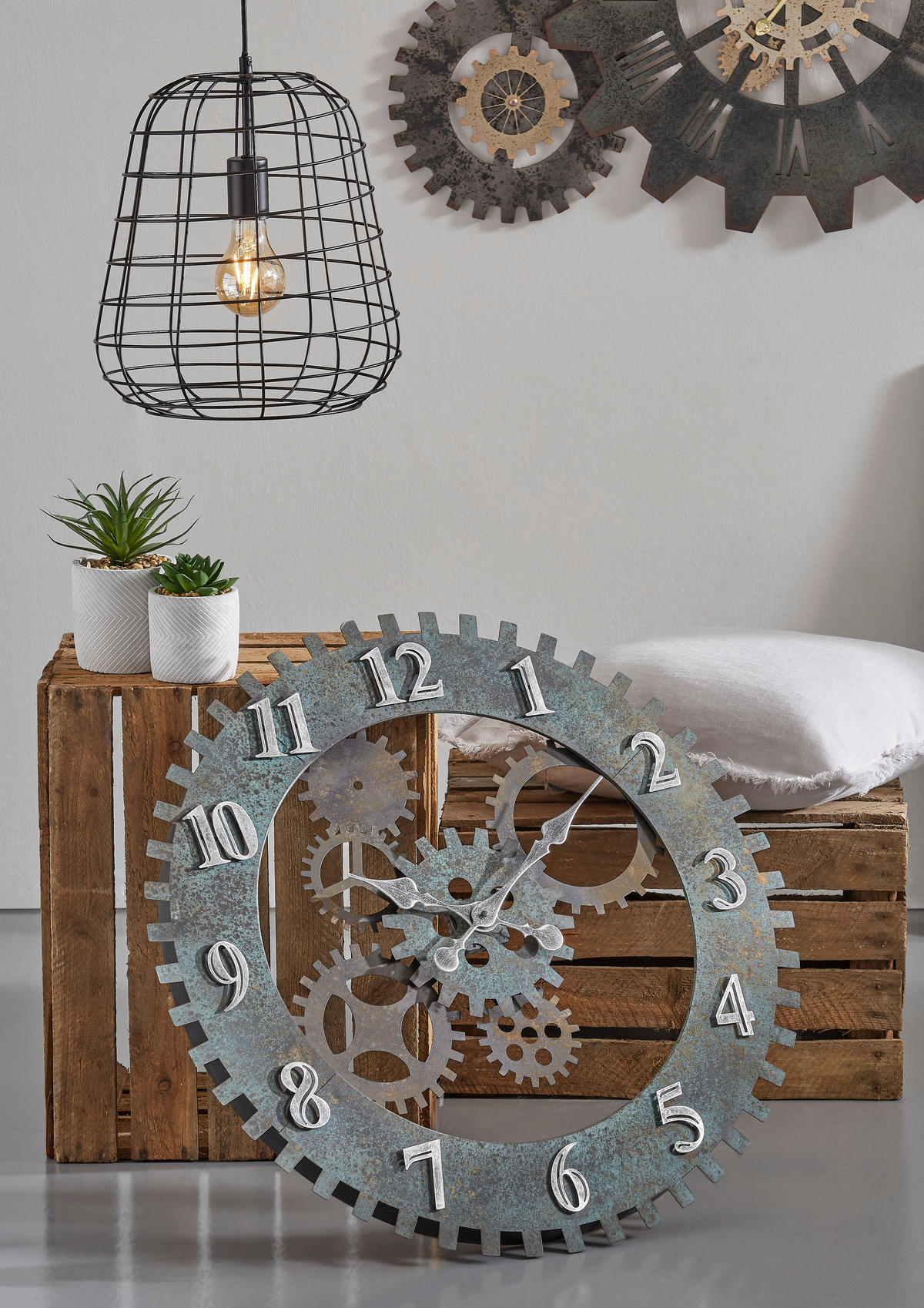 NÁSTĚNNÉ HODINY, hnědá, barvy stříbra, 69,5 cm - barvy stříbra/hnědá, Basics, kov (69,5cm) - Ambia Home