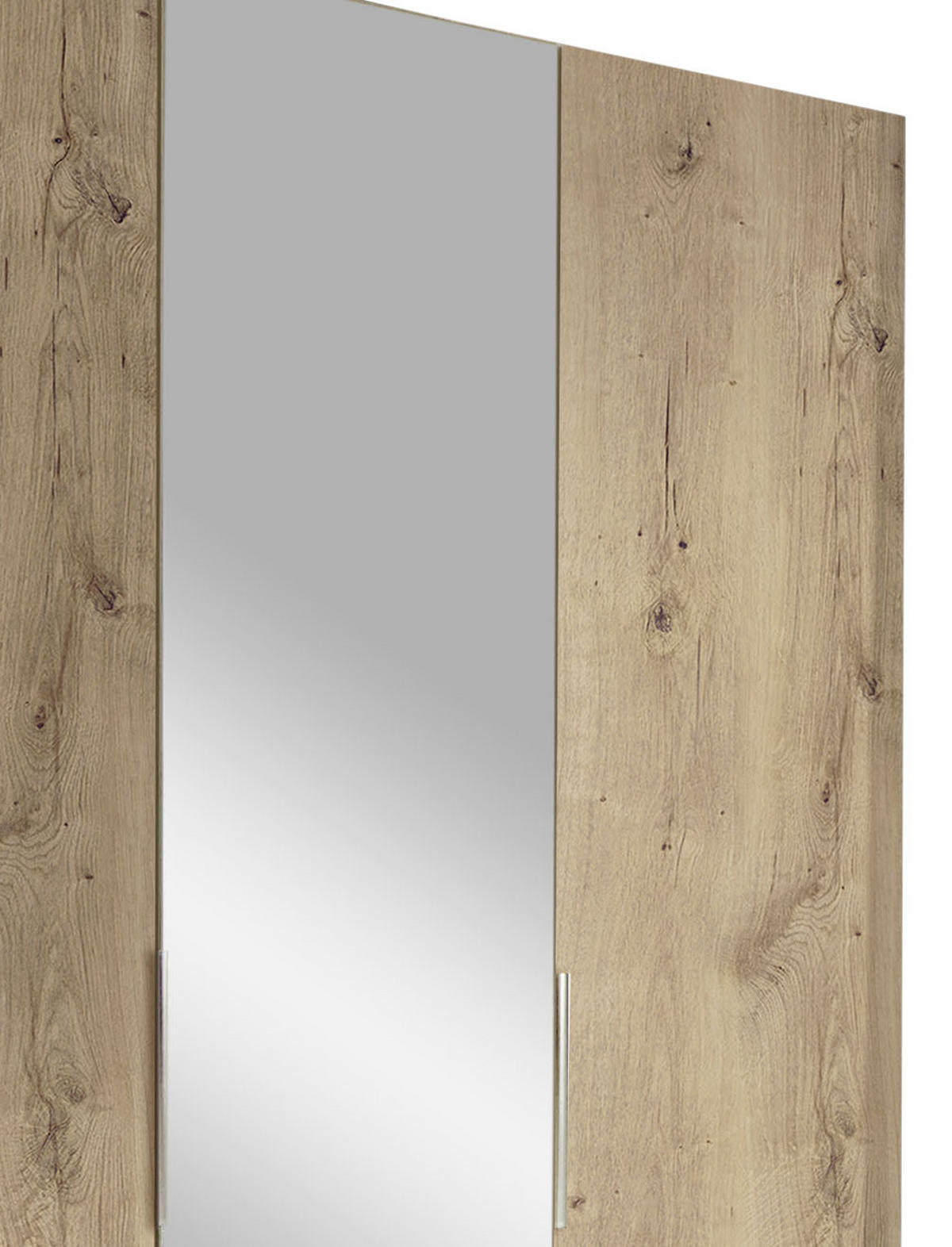 DREHTÜRENSCHRANK in Silberfarben, Eichefarben  - Chromfarben/Eichefarben, Modern, Glas/Holzwerkstoff (150/216/58cm) - MID.YOU