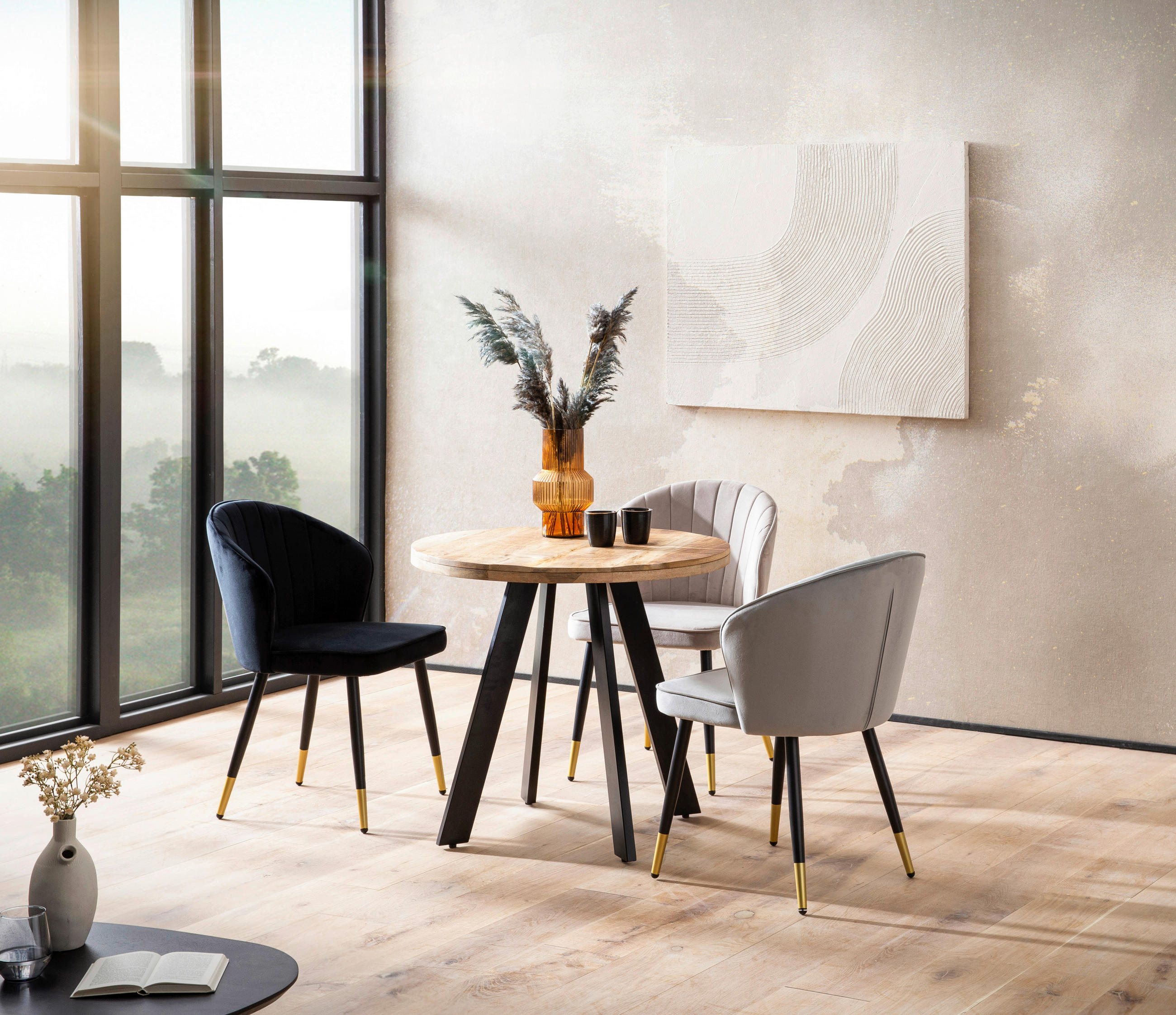 MATBORD i trä 80/80/75 cm   - brun/svart, Design, metall/trä (80/80/75cm) - MID.YOU