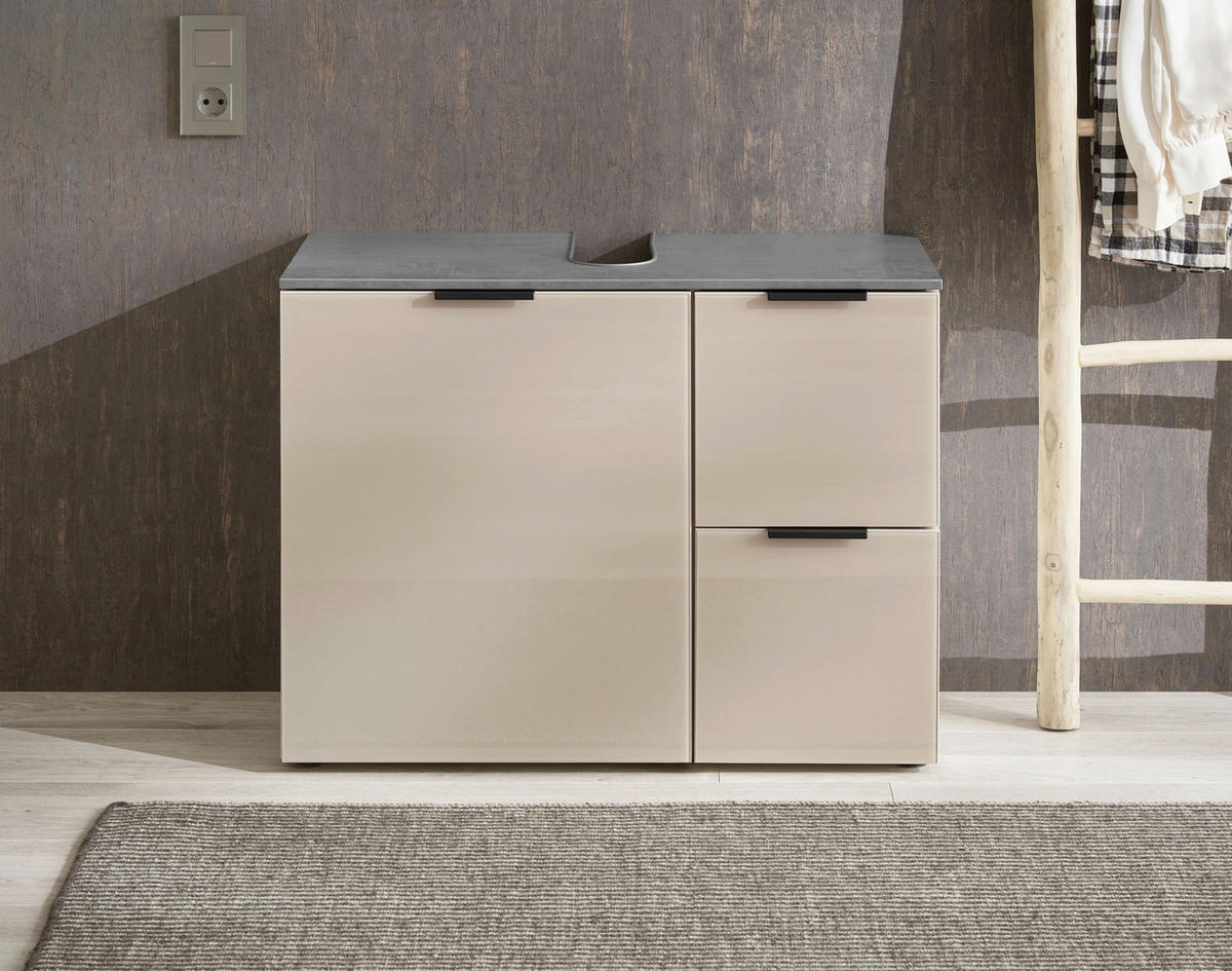 WASCHBECKENUNTERSCHRANK 80/60/35 cm  - Kaschmir/Anthrazit, LIFESTYLE, Glas/Holzwerkstoff (80/60/35cm) - home24
