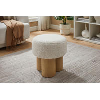HOCKER Teddystoff Naturfarben, Weiß  - Naturfarben/Weiß, MODERN, Textil (50/49/50cm) - Livetastic