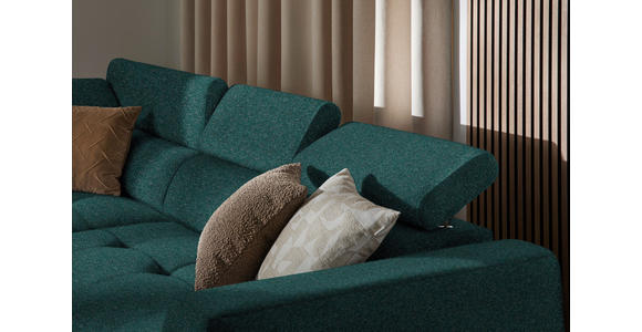 ECKSOFA in Struktur Petrol 205/284 cm - Petrol/Schwarz, Design, Kunststoff/Textil (205/284cm) - Xora