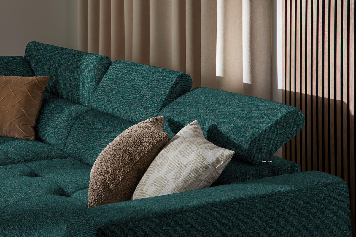 ECKSOFA in Struktur Petrol  205/284 cm  - Petrol/Schwarz, Design, Kunststoff/Textil (205/284cm) - Xora