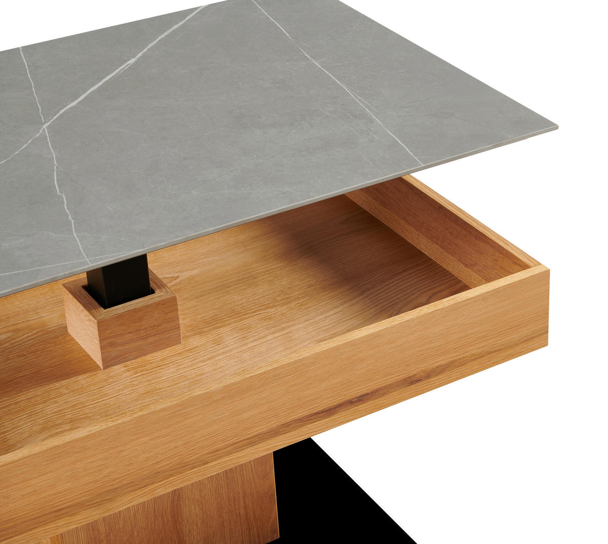 COUCHTISCH Eiche furniert 90/46,3/60 cm rechteckig Grau, Schwarz, Eichefarben  - Eichefarben/Schwarz, Design, Holz/Keramik (90/46,3/60cm) - Livetastic