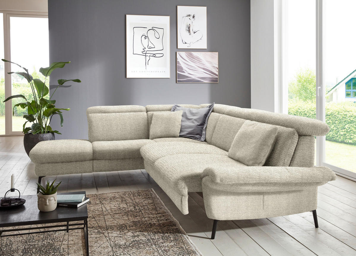 ECKSOFA in Struktur Beige  235/275 cm  - Beige/Schwarz, MODERN, Textil/Metall (235/275cm) - Cantus