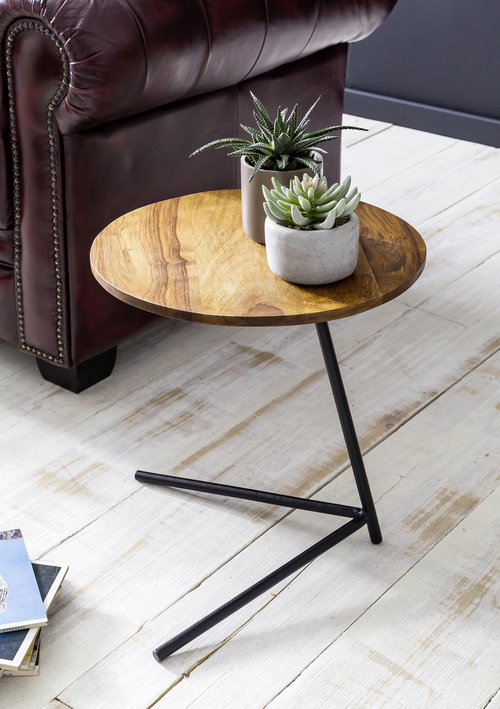 SIDOBORD i trä 40/40/46 cm  - sheshamfärgad/svart, Design, metall/trä (40/40/46cm) - MID.YOU