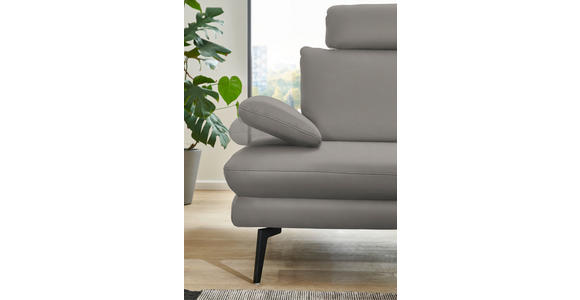 ECKSOFA in Echtleder Silberfarben 310/180 cm - Silberfarben/Schwarz, Design, Leder/Metall (310/180cm) - Dieter Knoll