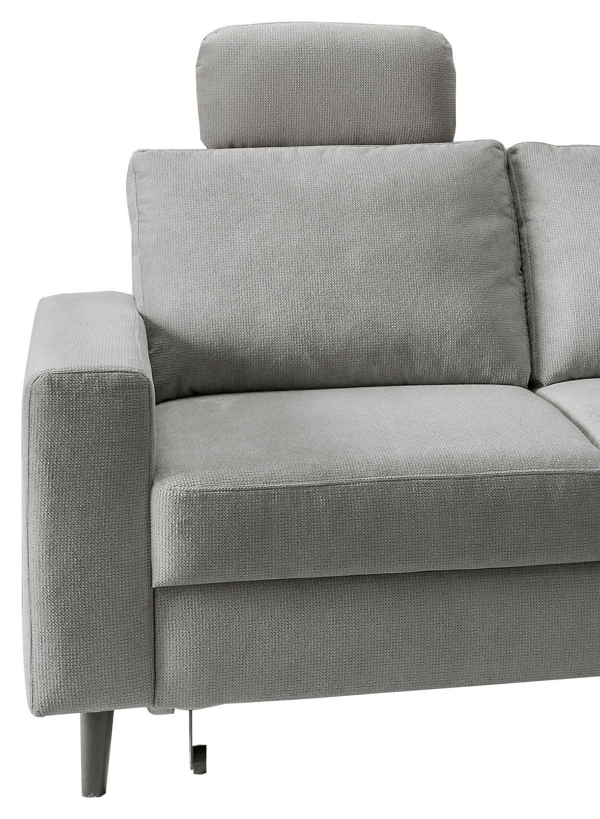 ECKSCHLAFSOFA Grau Chenille  - Schwarz/Grau, MODERN, Holz/Textil (242/200cm) - Livetastic