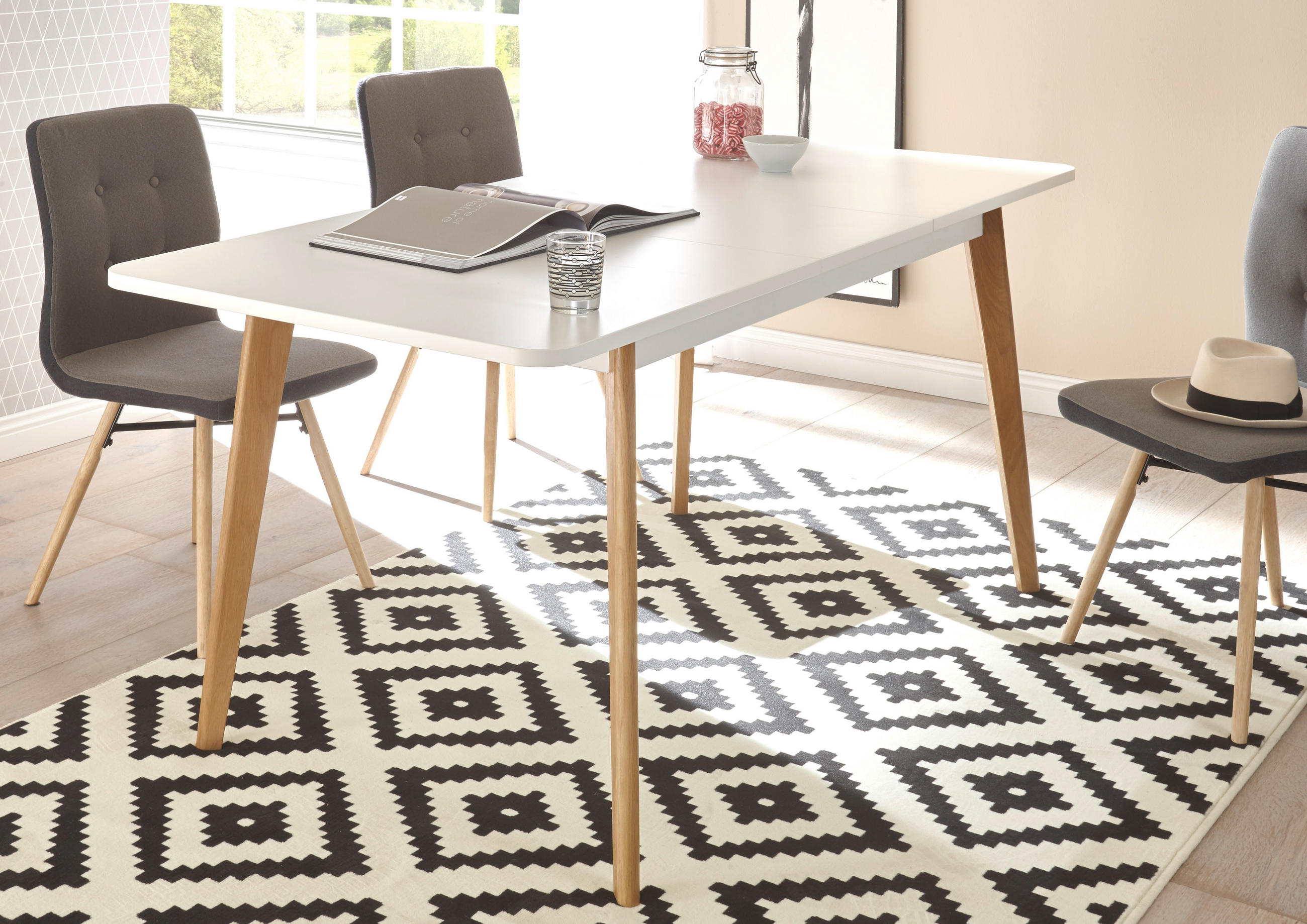 Thumbnail - Mid.you Esstisch, Grün, Eiche, Holzwerkstoff, 80x75x180 cm, ausziehbar, Esszimmer, Tische, Esstische, Esstische ausziehb...