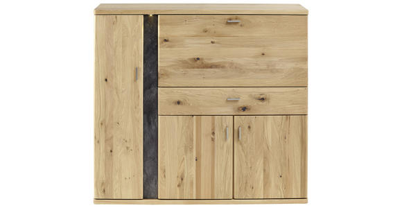 HIGHBOARD 128,6/117,4/37,4 cm  - Schieferfarben/Eichefarben, KONVENTIONELL, Holz/Holzwerkstoff (128,6/117,4/37,4cm) - Voleo