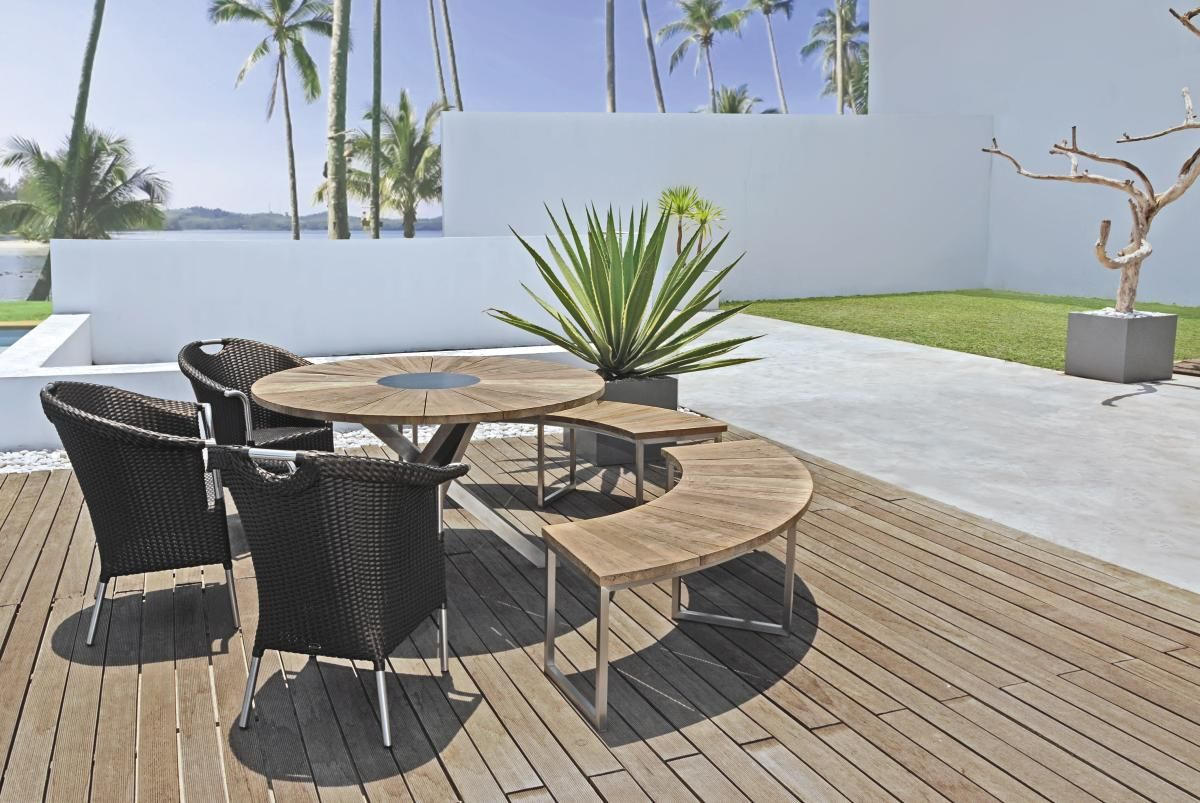 GARTENBANK 171/45/70 cm Recyclingholz, Teakholz  Edelstahl  - Edelstahlfarben/Naturfarben, Design, Holz/Metall (171/45/70cm) - Zebra 