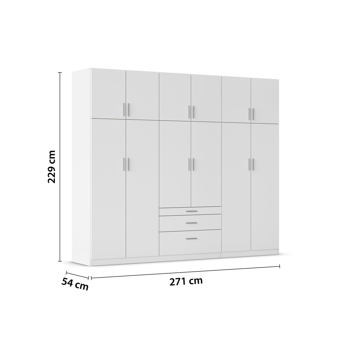 DREHTÜRENSCHRANK in Weiss  - Weiss/Alufarben, Design, Holzwerkstoff/Kunststoff (271/229/54cm) - Rauch Möbel