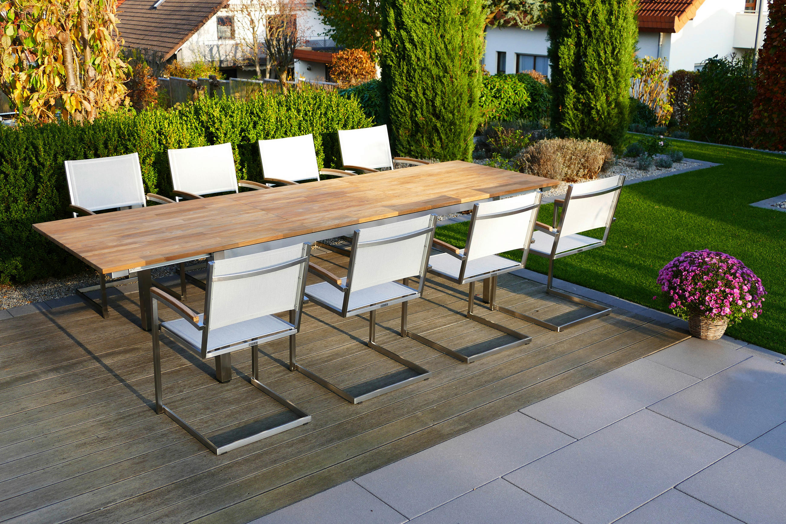 GARTENTISCH 230-310/100/75 cm Holz, Metall rechteckig  - Edelstahlfarben/Teakfarben, MODERN, Holz/Metall (230-310/100/75cm) - Zebra 