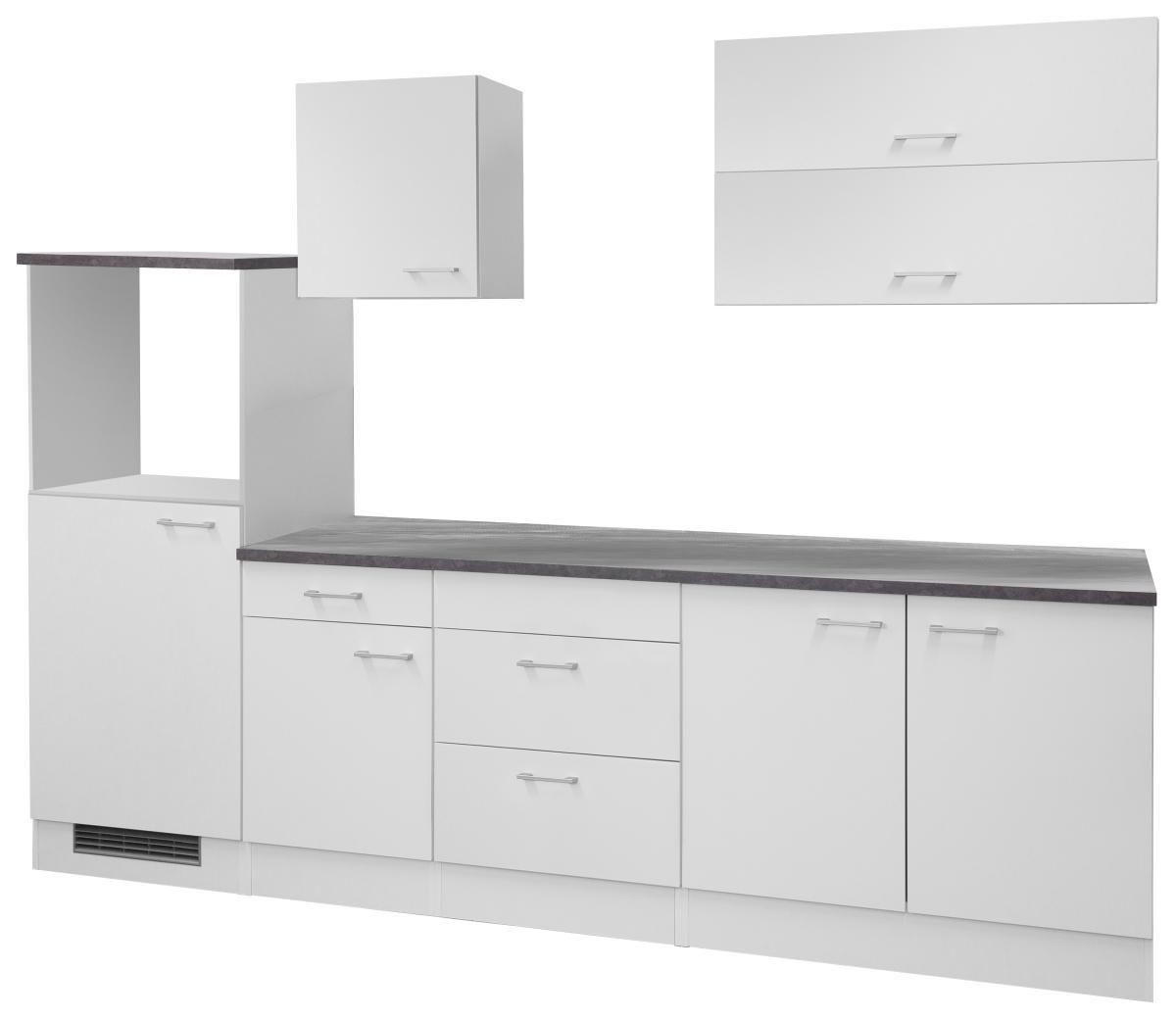 KÜCHENLEERBLOCK 270 cm in Weiß - Graubraun/Alufarben, MODERN, Holzwerkstoff/Kunststoff (270cm) - FlexWell